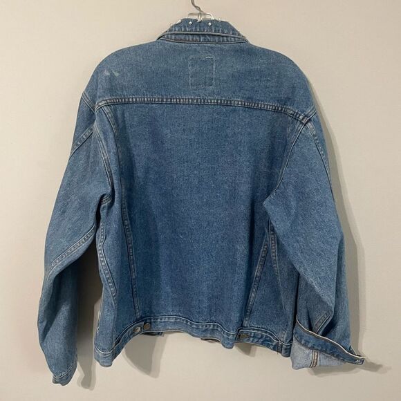 Andrew’s Blues Vintage Pearl Studded Oversized Jean Denim Jacket - Picture 8 of 16